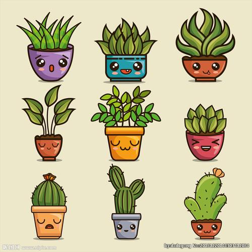 卡通盆栽图片