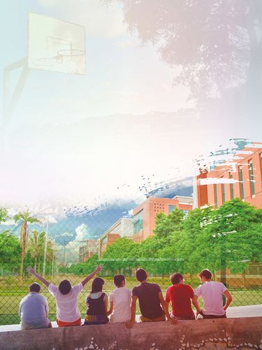 回忆青春往事少年风景学校背景素材