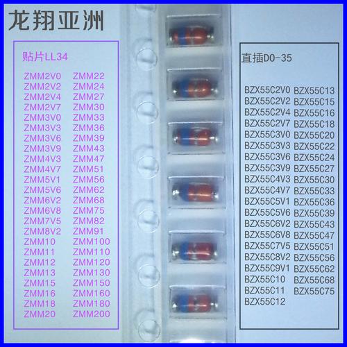 zmm75 二极管圆柱形ll34封装贴片稳压二极管zmm75 0.5w 75v