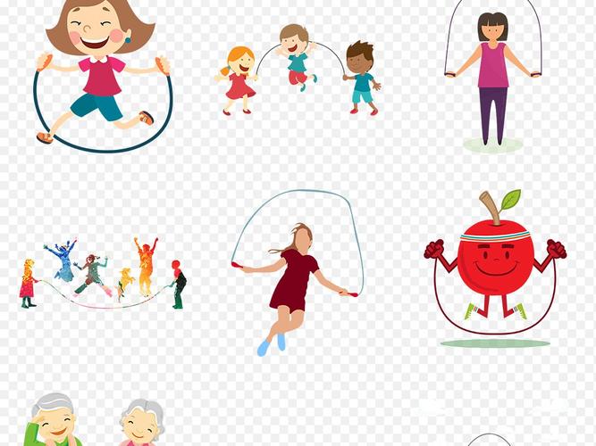 卡通手绘儿童跳绳活动海报素材背景图片png