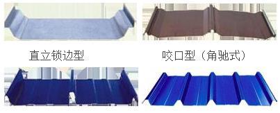 屋面彩钢瓦一般分为:直立锁边型,咬口型(角驰式)型,卡扣型(暗扣式)