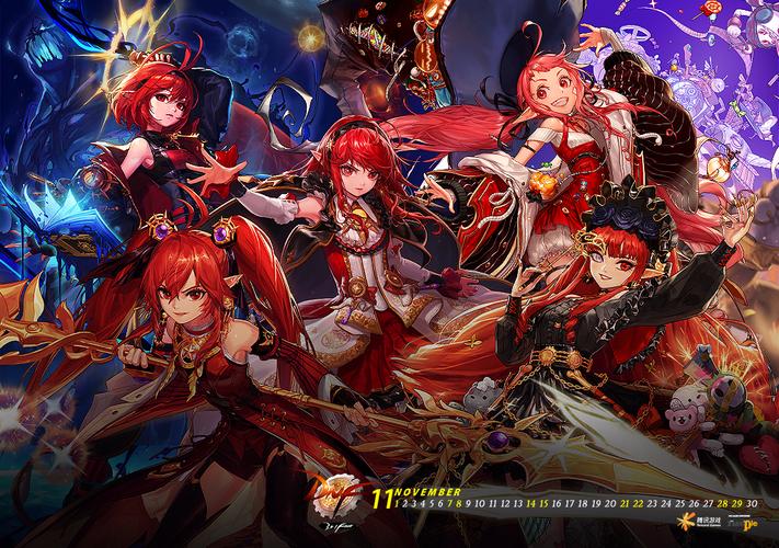 dnf女魔法师3觉游戏界面壁纸合影