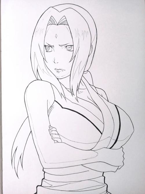 手绘过程图#今天来个纲手_手绘_火影忍者_樱花_上色_小楷_文化_绘画