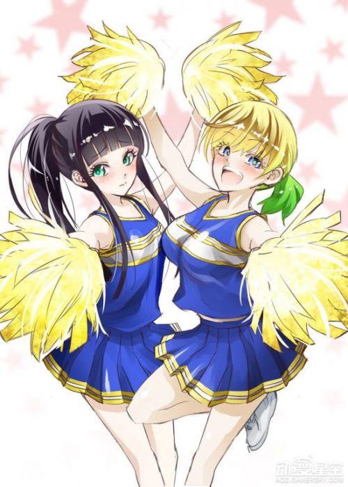 啦啦队少女造型的化野红绪和音海茧良