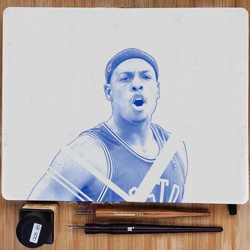 photoshop圆珠笔绘nba球星头像