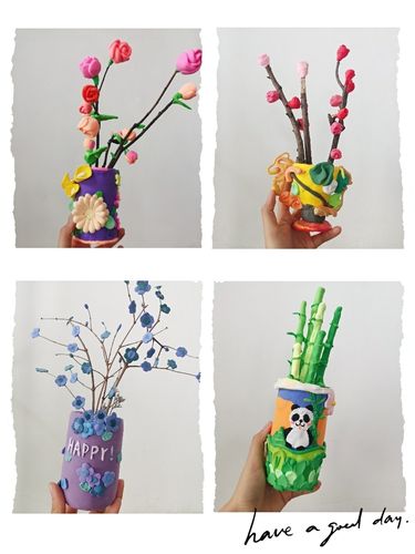 粘土手工—花瓶花瓶_花瓶_手工制作_粘土_创意美术_我