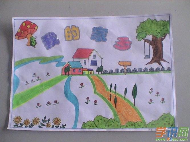 关于我的家乡少儿绘画图片
