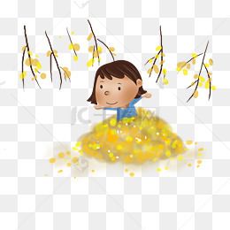 立秋秋天谷堆里的女孩