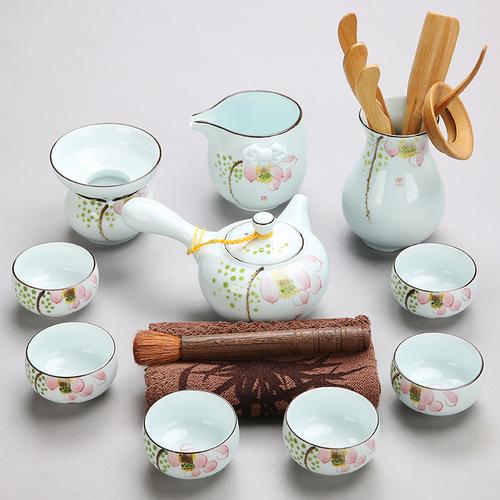 景德镇手绘功夫茶具套装家用陶瓷茶杯茶壶盖碗整套青花瓷茶具特价厨量