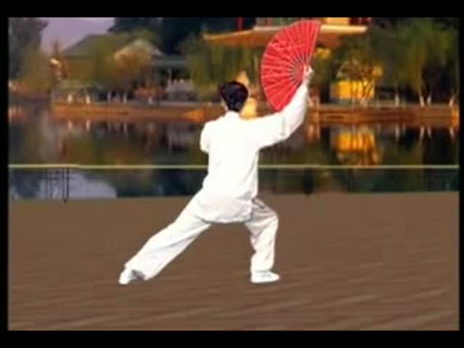 夕阳美太极功夫扇 第二套第一段分解
