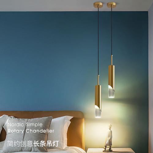 卧室床头灯轻奢后现代简约北欧客厅吧台餐厅灯极简单头水晶小吊灯