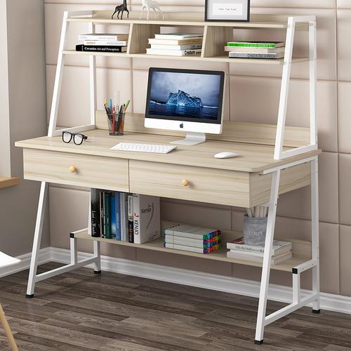 寻木匠电脑桌家用中书桌书架组合一体桌实木色桌子初中生写字台式桌