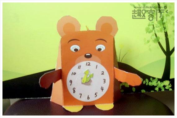 纸盒手工制作的卡通时钟