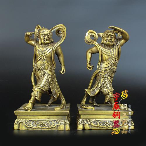 纯铜哼哈二将佛像摆件千里眼顺风耳左右护法神像眼观六路耳听八方