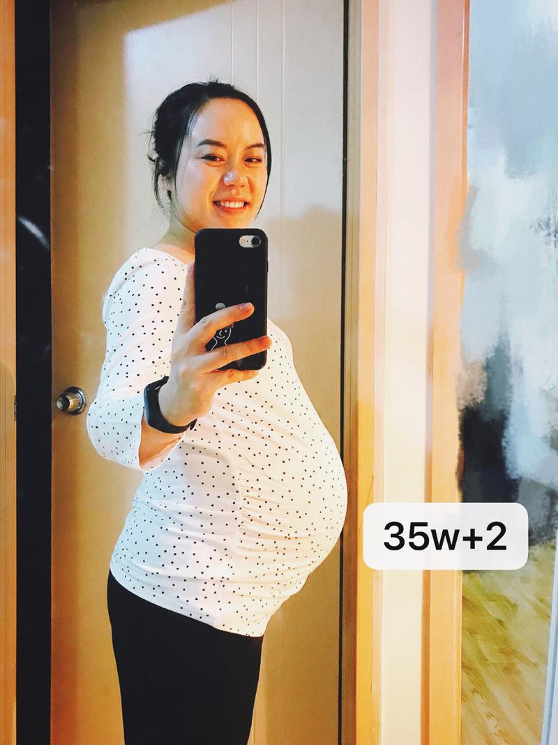 怀孕35周啦! 不对比不知道,仅仅相差一星期,肚子就辣么大了!