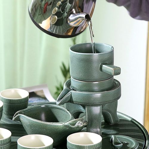茶具禾戈时来运转半自动功夫功夫茶石磨粗茶壶陶瓷茶盘整套茶具