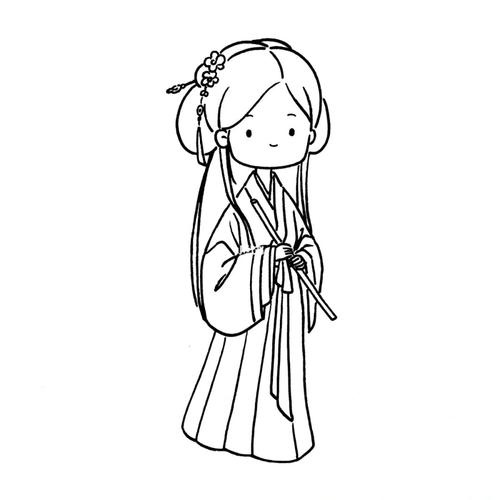 古风人物简笔画教程|92魏晋少女_古风_简笔画_教程