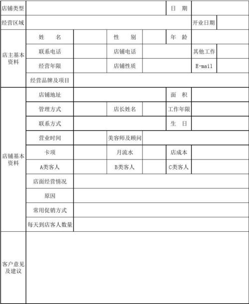 美容院登记表