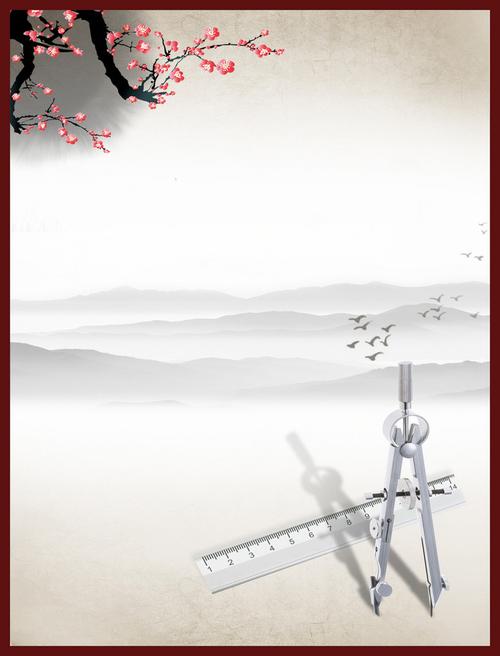 梅花圆规水墨画名人名言背景