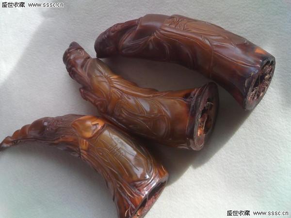 牛角精雕福禄寿,形态生动
