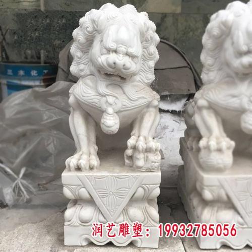 高浮雕大石狮子-哈尔滨狮子汉白玉雕塑价格