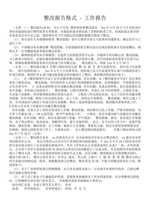 整改报告格式 - 工作报告 _0