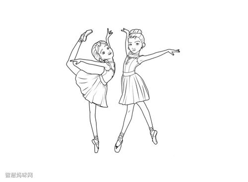 跳芭蕾的小女孩简笔画图片