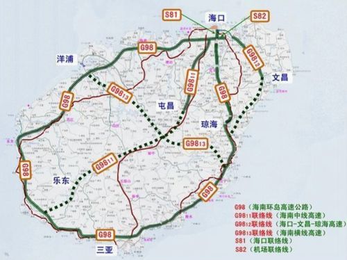 海南g98环岛高速公路,编号g98,总里程达613公里,其中东线段长236公里