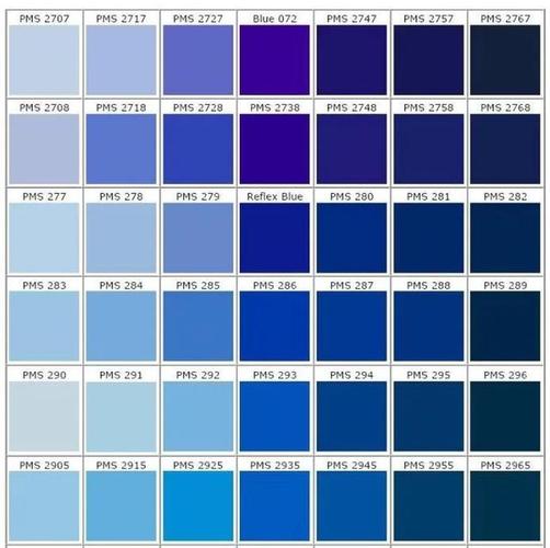 panton 蓝色分类色卡图 (图片来源:百度百科)