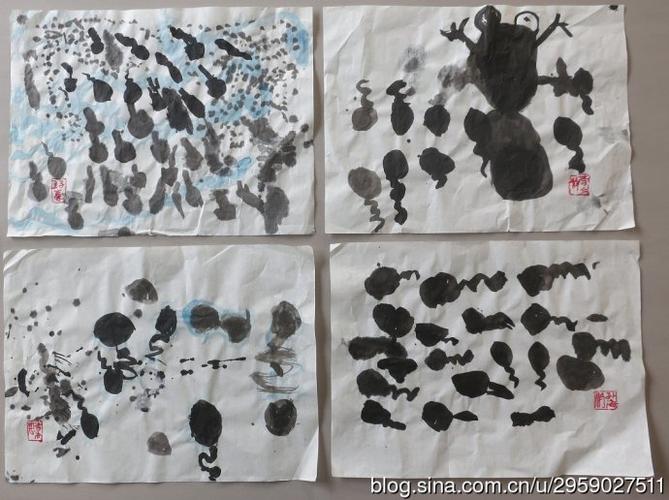 转载毛笔画小蝌蚪