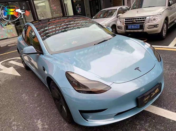 汽车贴膜特斯拉贴膜特斯拉model3贴膜改色保时捷冰晶蓝