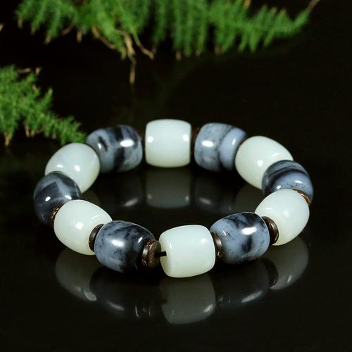 墨玉青花籽料手串