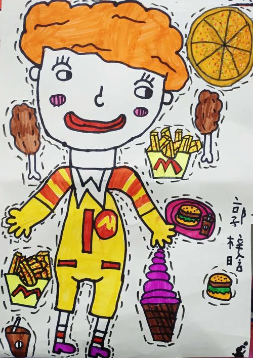跟我学美术燕子老师炫彩印象班《麦当劳叔叔》
