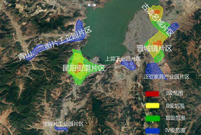 根据测算成果,晋宁区规划范围内的商服用地及住宅,公服用地划分为4个