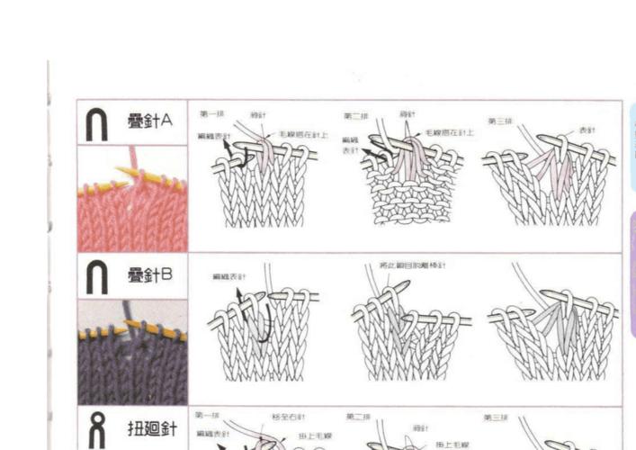 棒针之叠针的方法图解