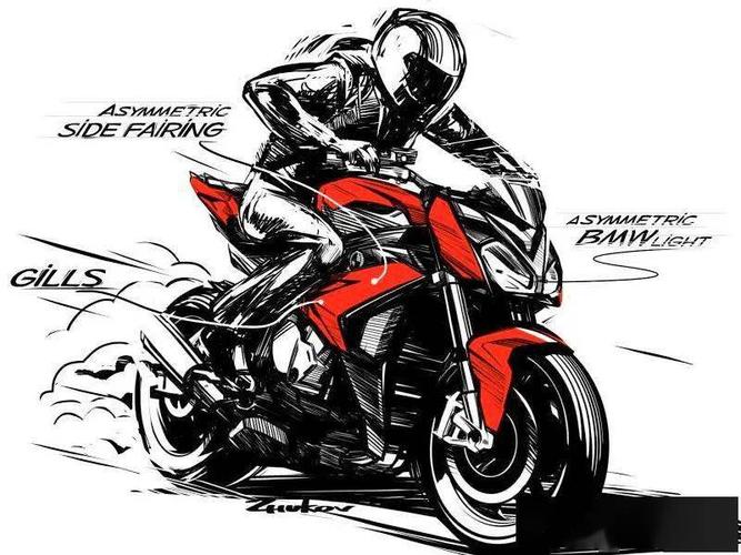 一波风驰电掣的摩托车手绘效果图来袭!