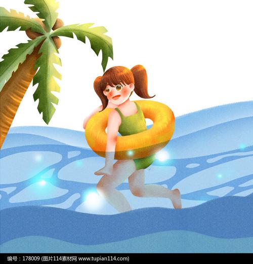 水中游泳圈女孩
