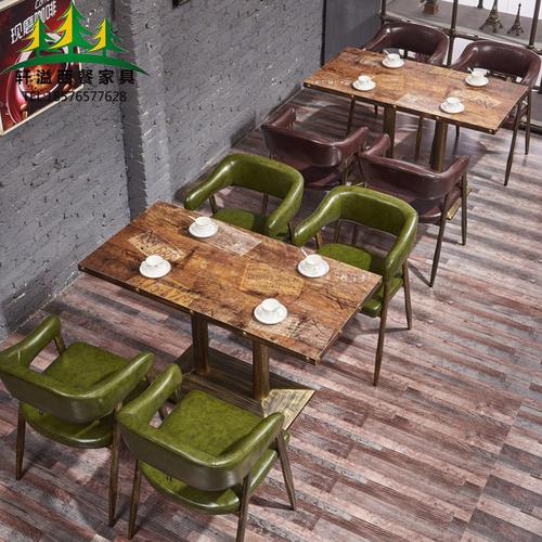 奶茶甜品店桌椅咖啡冷饮店餐桌椅西餐厅烧烤店桌椅西餐厅铜钉桌子