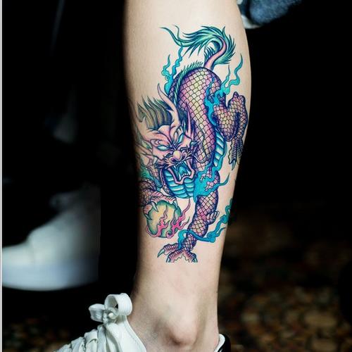 弦桃纹身贴防水男胸前麒麟纹身胳膊花臂火麒麟刺青贴纸神兽贴纸p1二张