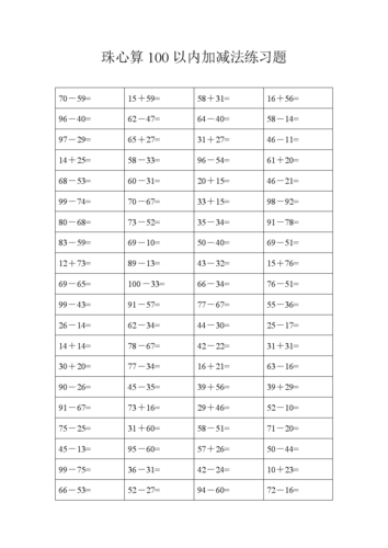 珠心算练习题(以内的加减法)_免费下载.doc