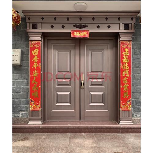 农村别墅铝合金大门双开门锌合金入户门进户对开门豪华子母防盗门