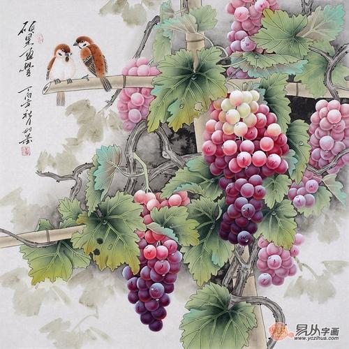 画家羽墨葡萄《硕果盈丰》