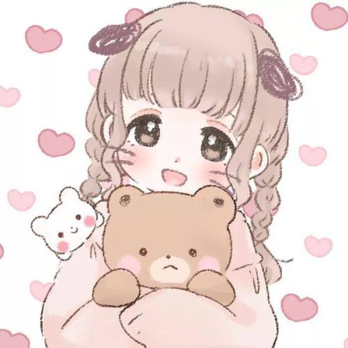 粉色少女系卡通女生头像,可爱头像