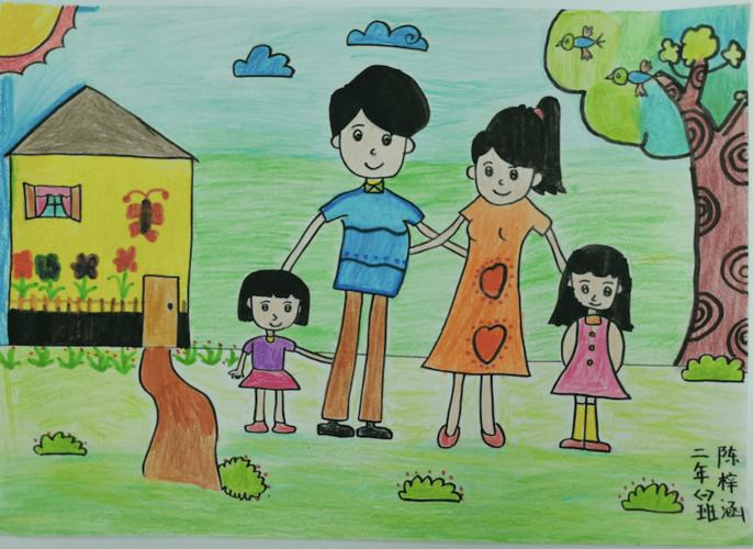 手绘全家福丨石牌小学二年级优秀作品欣赏为你喜欢的作品投票吧
