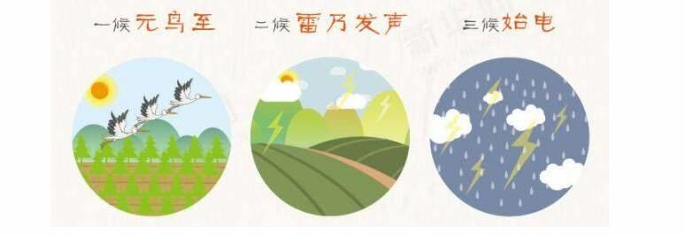 春分有三候."一候玄鸟至;二候雷乃发声;三候始电."