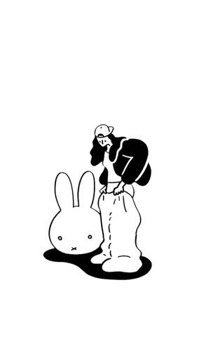 当代国画家徐鹤推荐~极简黑白人物插画锁屏壁纸