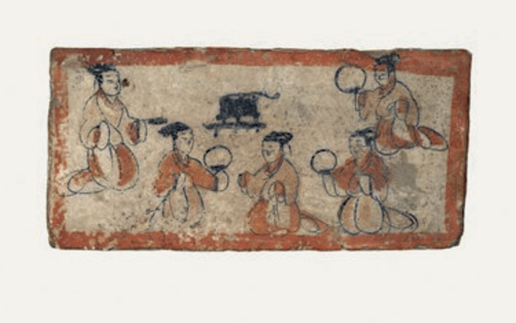 "宴居图"壁画砖,魏晋,嘉峪关市魏晋1号墓出土
