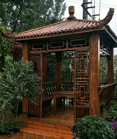 四角六角防腐木凉亭效果图图片案例