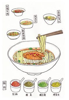 cn 约稿——长沙美食系列之二:米粉-商业插画-插画 by 圆小圆 - 原创