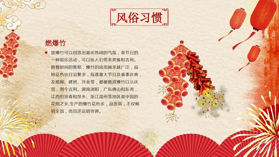春节新年习俗风俗介绍主题班会课件ppt模板